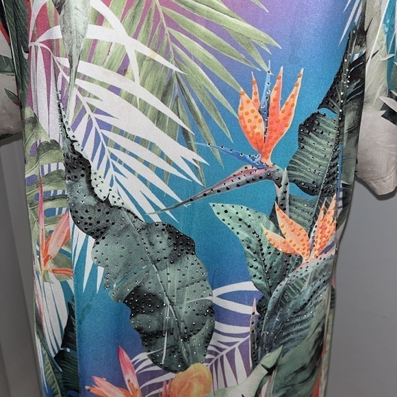 Big Bang Clothing 2X Tropical Floral Print w/ Rhinestones excellent condition - Picture 4 of 7